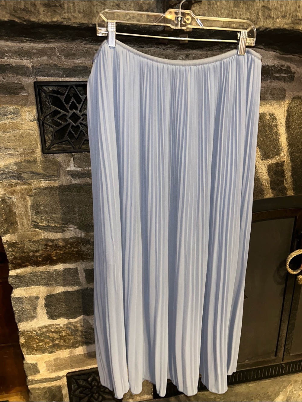 H&M Dusty Blue Chiffon Pleated Maxi Skirt